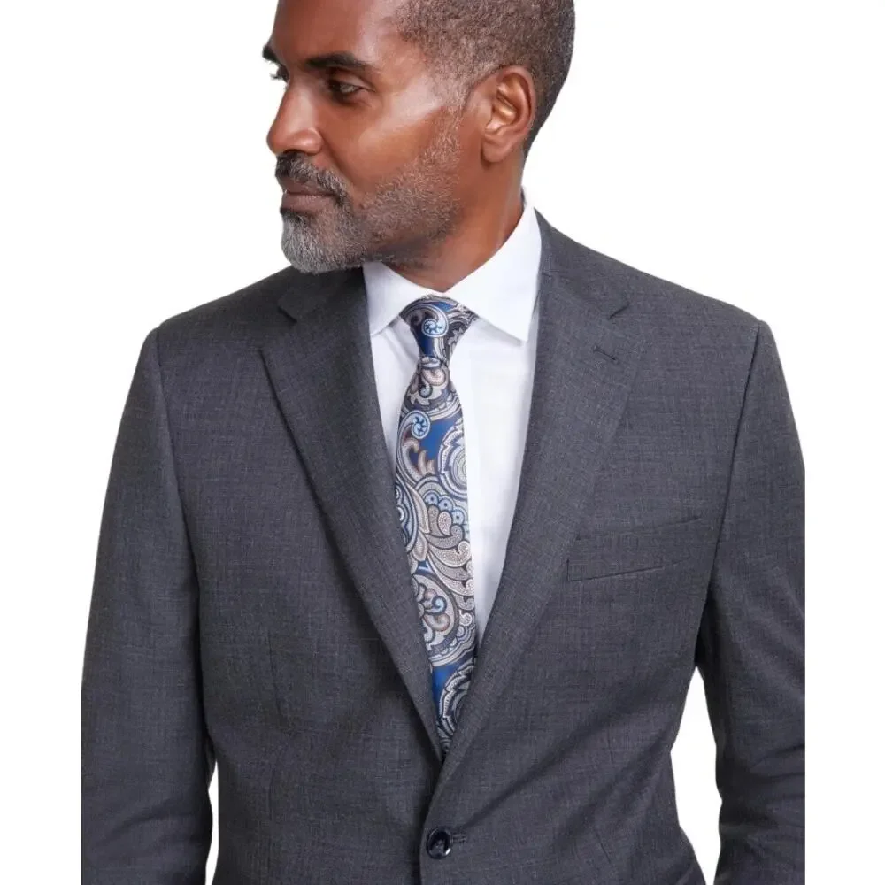 Tallia Men's Solid Grey Classic Slim-Fit Sport Coat Formal Suit Blazer Size 50R